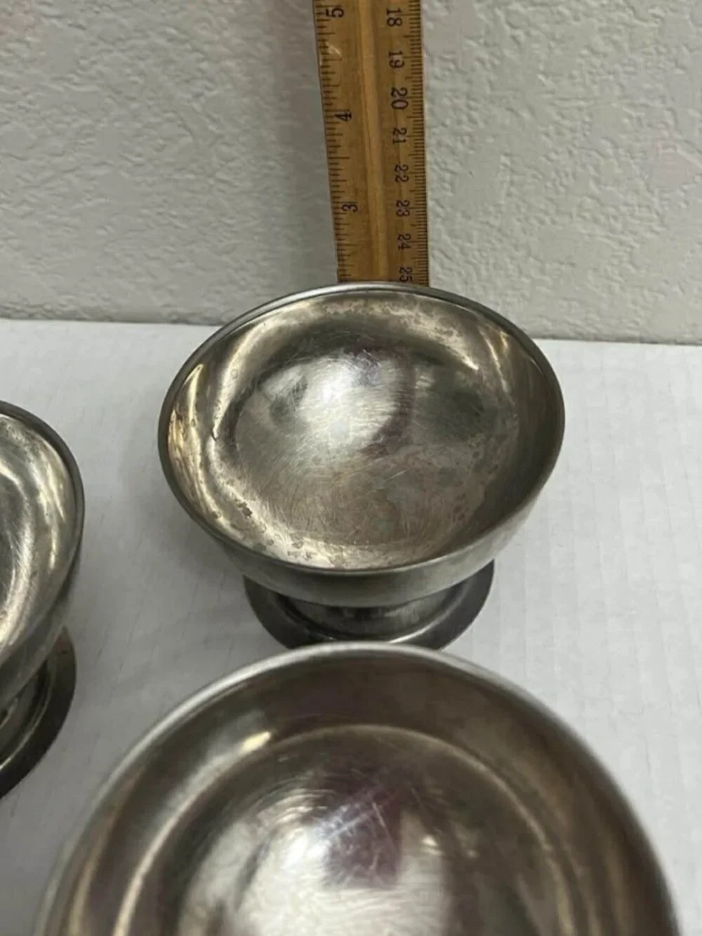 Vintage Set of 4 Stainless steel Desert Ice Cream Sherbert Footed Bowl Dishes